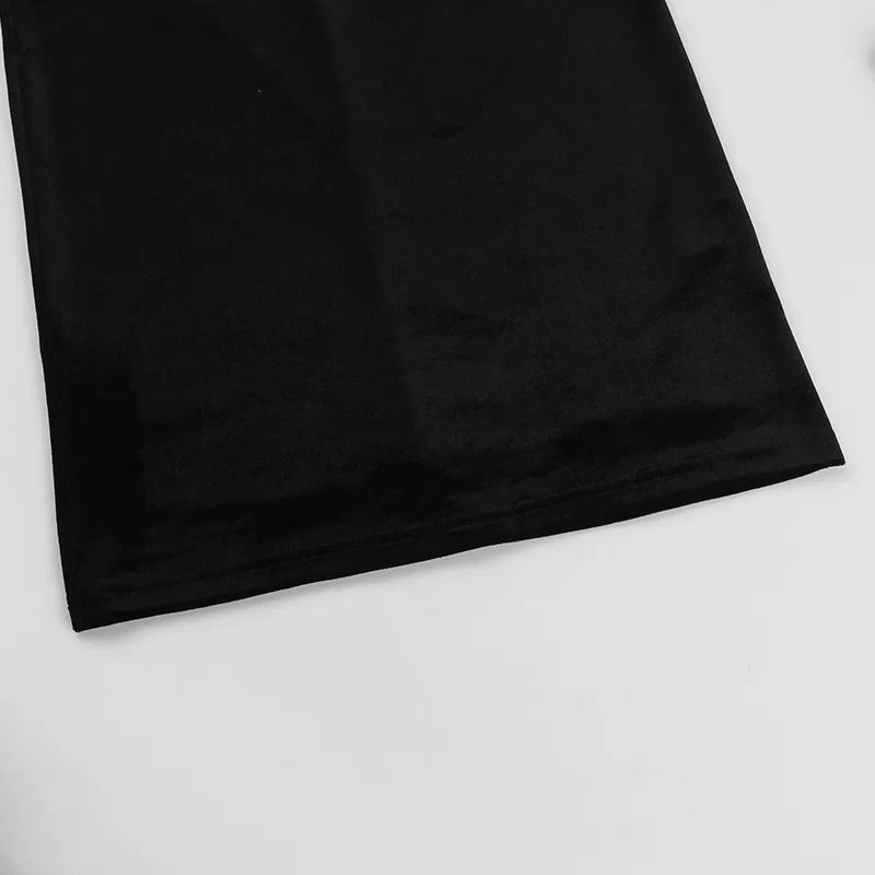 שמלת מקסי סטרפלס קטיפה צמודה  - MICAELLA