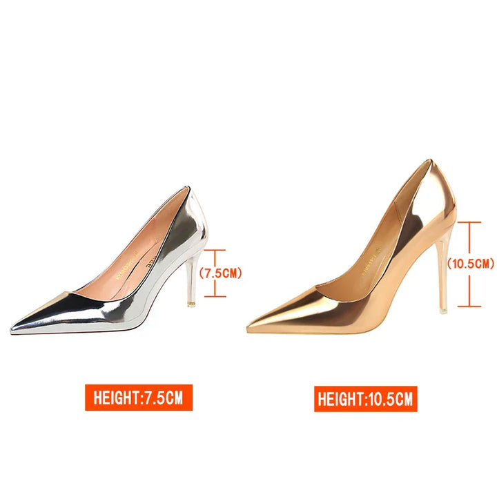 Shiny high heel shoes in various heights - Hailey
