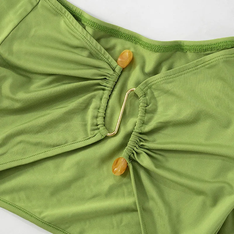 שמלת מקסי בטן חשופה בעיצוב אבזם - טאליה