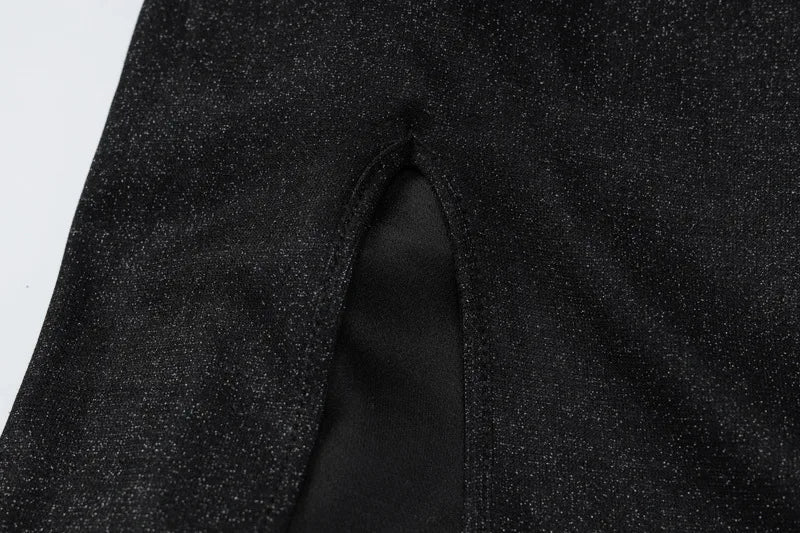 שמלת מקסי נצנצים בעיטור שסע קשירות בגב פתוח - Leila