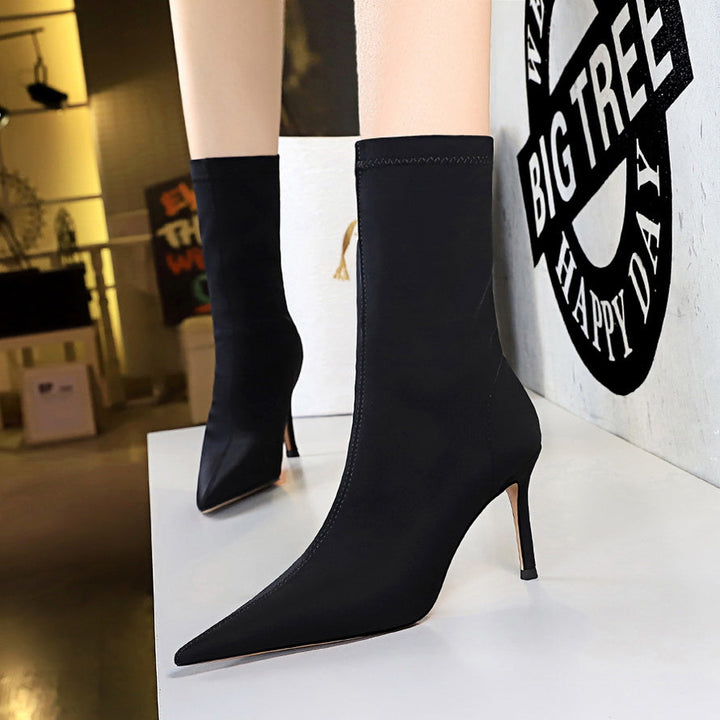 Silk Pointed Heel Boots - Chloé