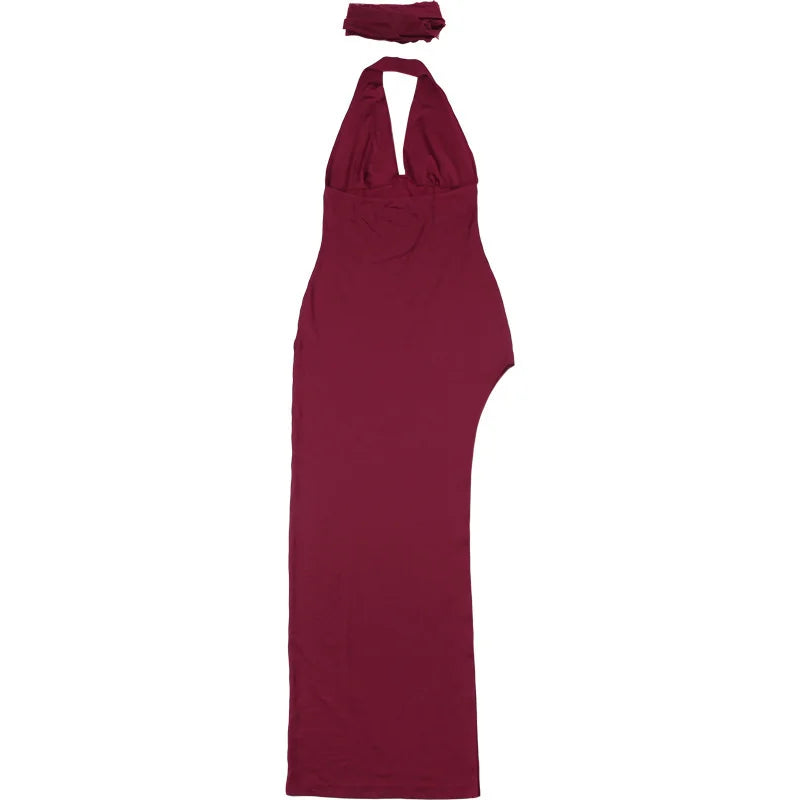 שמלת מקסי בעיצוב שסע בעיטור צעיף תואם - טלאור