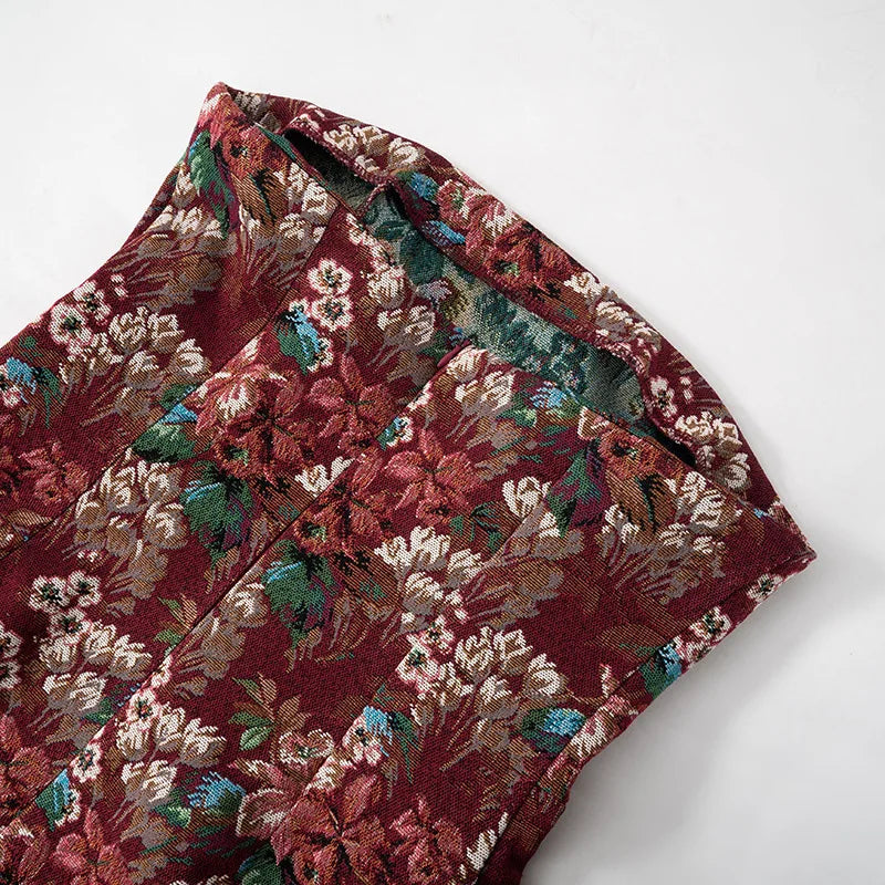 שמלת מיני סטרפלס בסגנון וינטג' בעיצוב רקמת פרחים - יולנדה