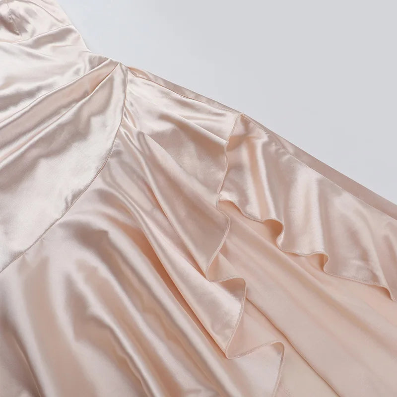 שמלת מקסי סאטן מלמלה בעיטור שסע - סיאנה