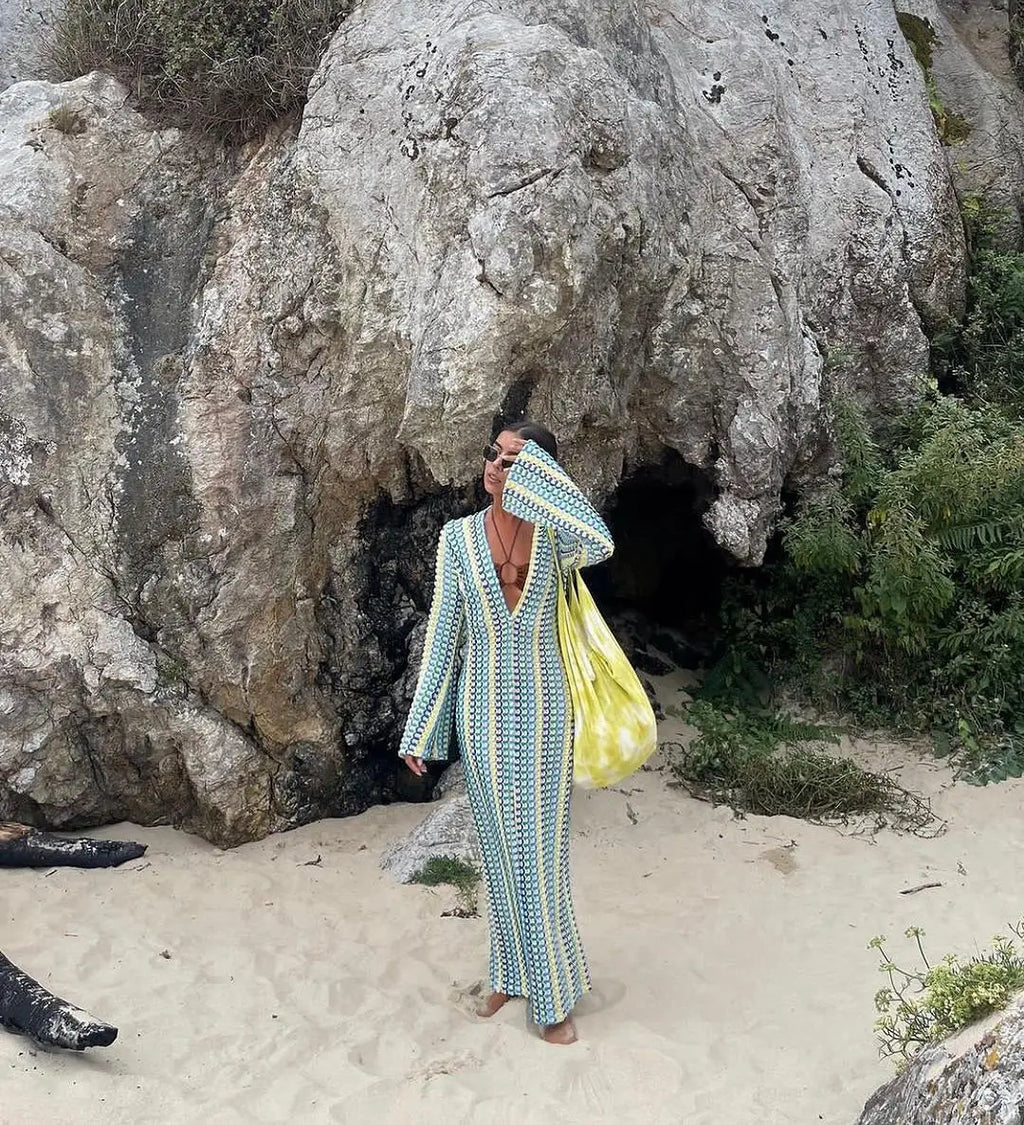 שמלת חוף מקסי קרושה בעיצוב שסע - Laila