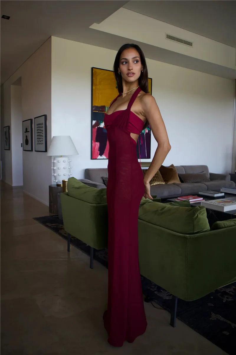 שמלת מקסי אלגנטית בעיצוב מיוחד קשירות בגב - איזבלה