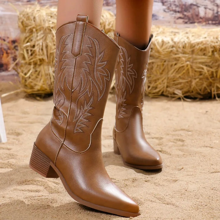 Faux leather cowboy boots with embroidered illustrations - Tennessee
