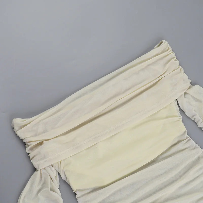 סט שני חלקים חצאית מקסי וחולצת רשת כתפיים חשופות - בלינה