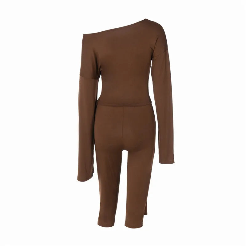 חליפת שני חלקים טייץ שלושת רבעי בעיצוב קשירה וחולצת שרוולי פעמון - קנדי