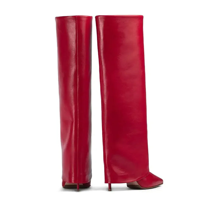 Genuine leather/imitation leather high pointed heel boots - Amaya