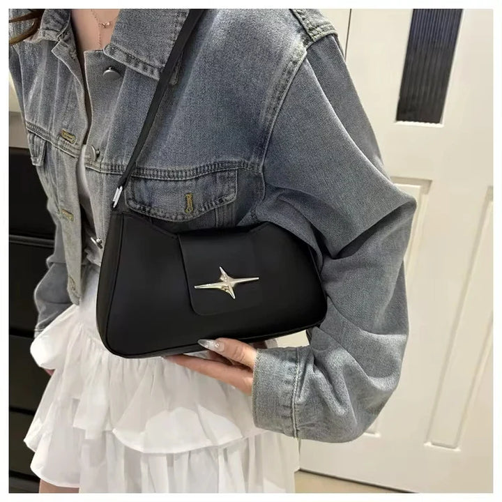 Faux leather bag with buckle design