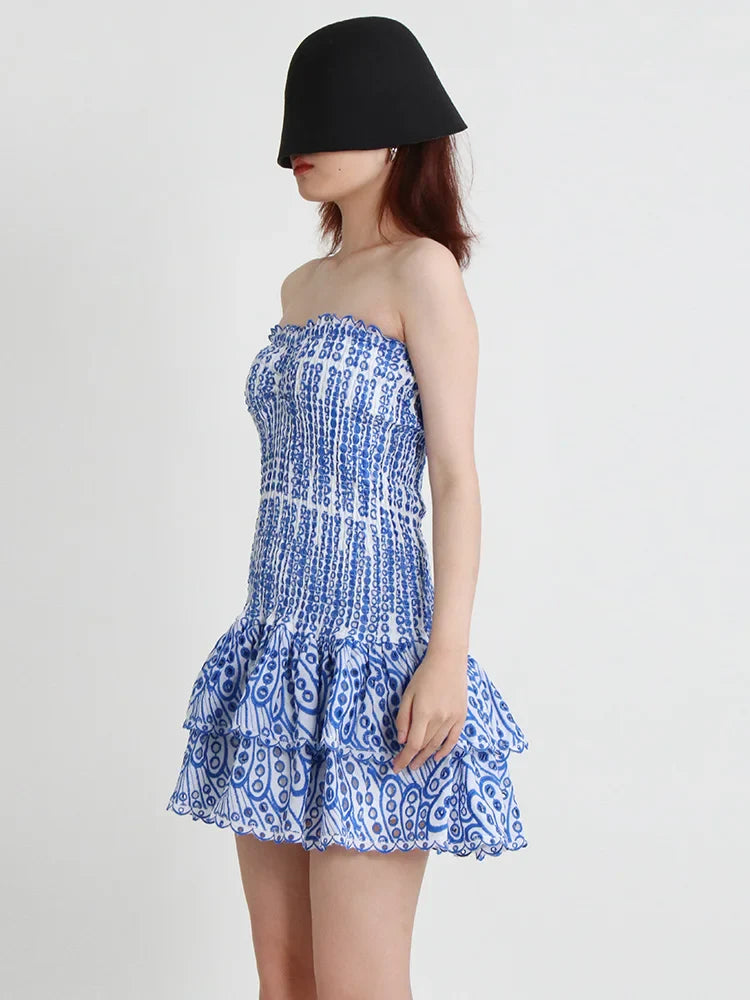 שמלת מיני סטרפלס כיווצים מלמלה - דיאן