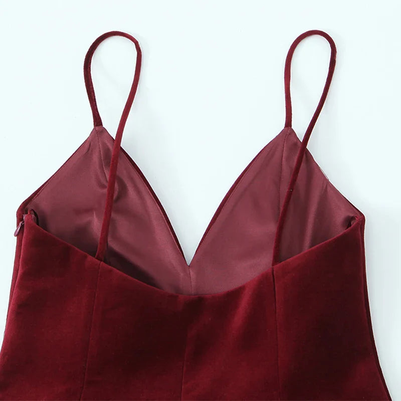 שמלת מיני קטיפה גב פתוח - קלארט