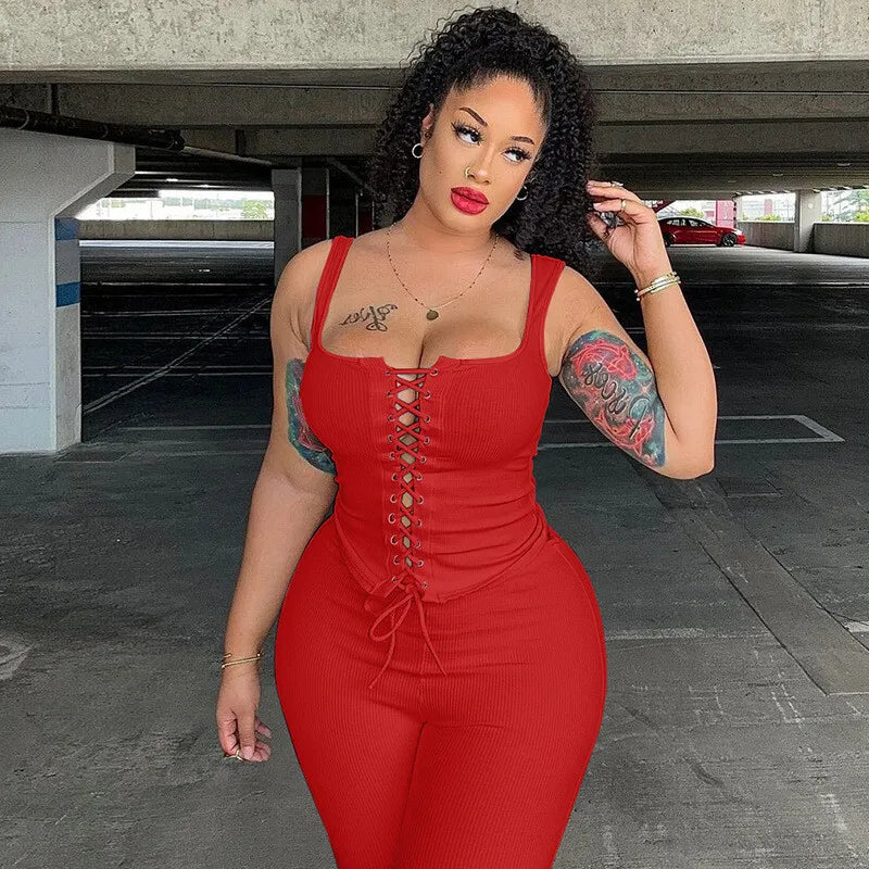 סט שני חלקים טופ קשירה וטייץ שלושת רבעי - נדיה