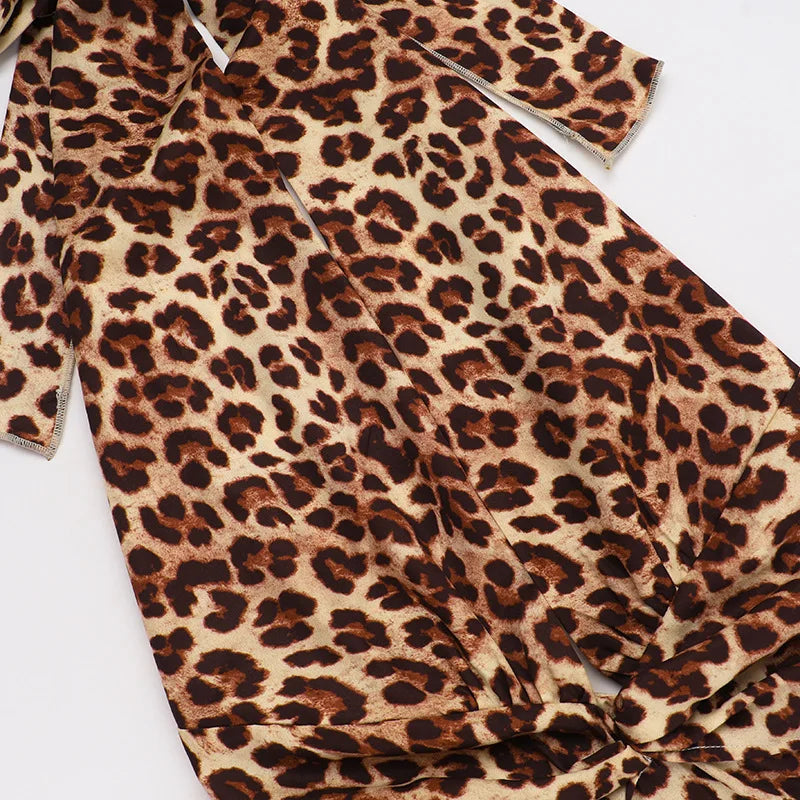 שמלת מקסי מנומרת קשירה בצוואר - RONA