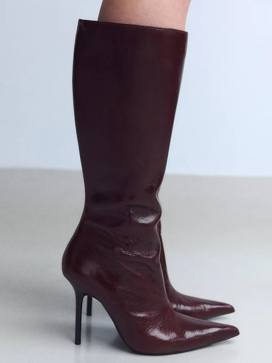 High-heeled leather-look boots - Juliette