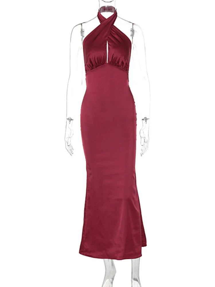 שמלת מקסי אלגנטית בעיצוב קרוס גב פתוח - רייצ'ל