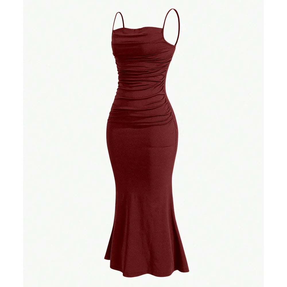 שמלת מקסי אלגנטית כתפיות ספגטי - Emberly