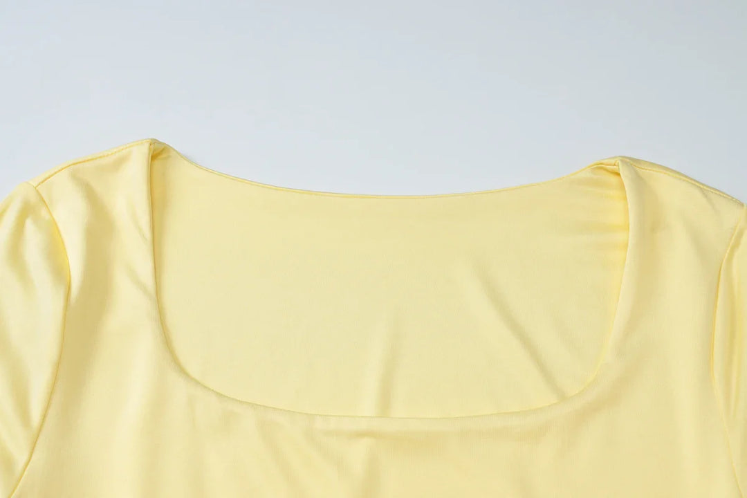 Elegant maxi dress with a slit design and a scarf decoration - RONA LI