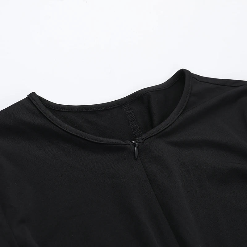 אוברול צמוד קצר בד מחטב סגירת רוכסן קדמי - Nina