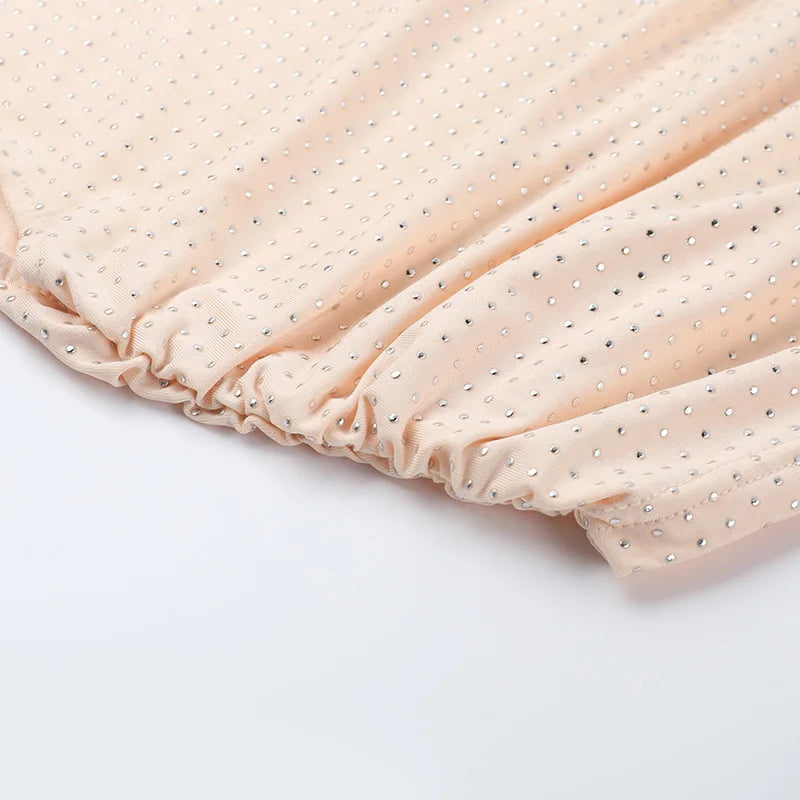 שמלת מקסי בעיטור זרקונים מנצנצים בעיצוב פתח ושסע  - אורינה