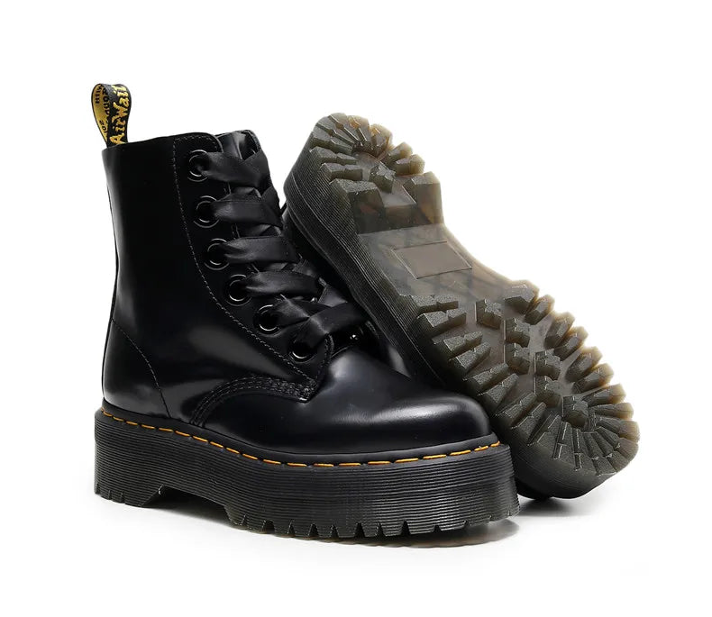 מגפי עור שרוכי סאטן - Winnie