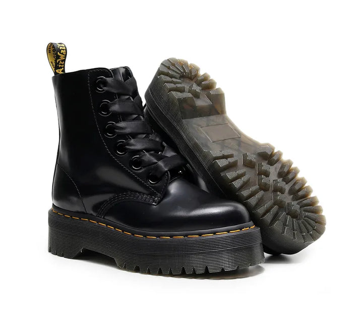 Satin lace-up leather boots - Winnie