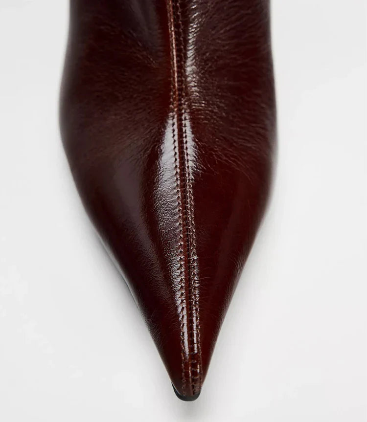 מגפי עקב שפיץ גבוהים דמוי עור - Juliette