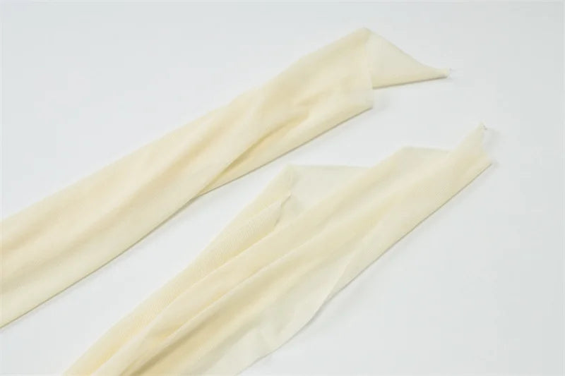 שמלת מקסי סטרפלס אלגנטית בעיצוב שסע בעיטור צעיף תואם - לוס