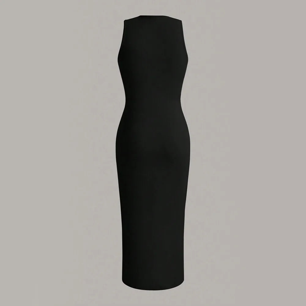 שמלת מידי צמודה בד מחטב - Novah