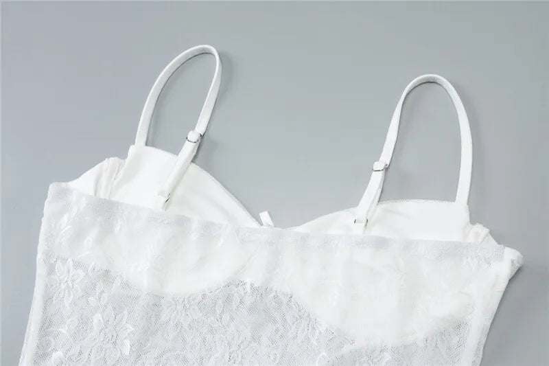 סט תחרה שני חלקים טופ גופיה וחצאית מקסי - מישל