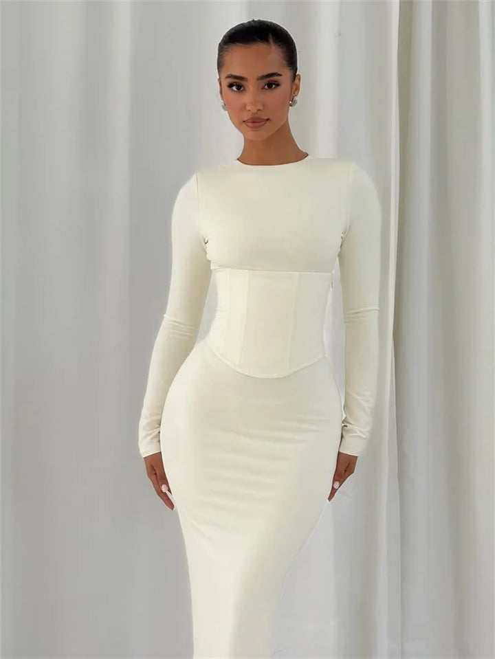 Maxi dress with corset design - TOHAR