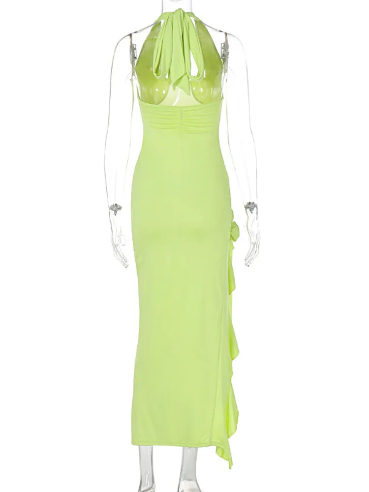 שמלת מקסי מלמלה בעיצוב שסע ופרחים - ROSLANA