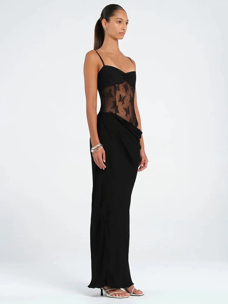 שמלת מקסי בעיטור תחרה - שרי