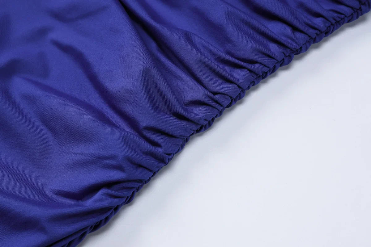 שמלת מקסי כיווצים בעיטור שסע - MARINA