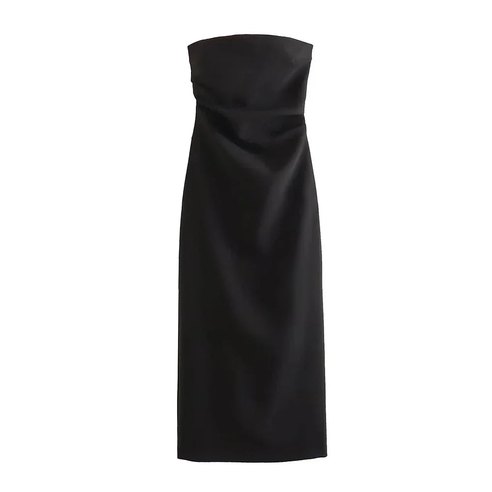 שמלת מידי סטרפלס בעיצוב קיפולים - Emmy