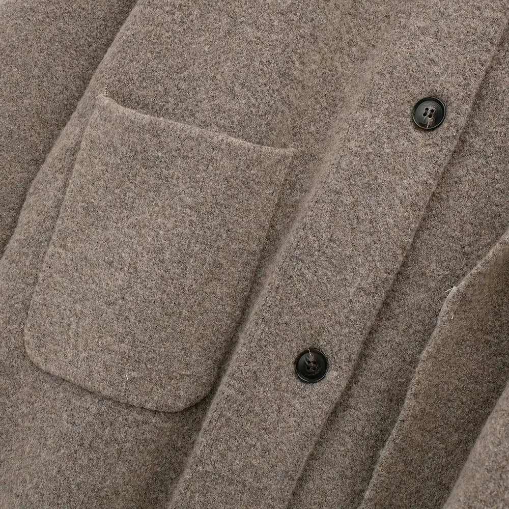 מעיל צמר בעיצוב צעיף בעיטור כפתורים וכיסים - לורנזו