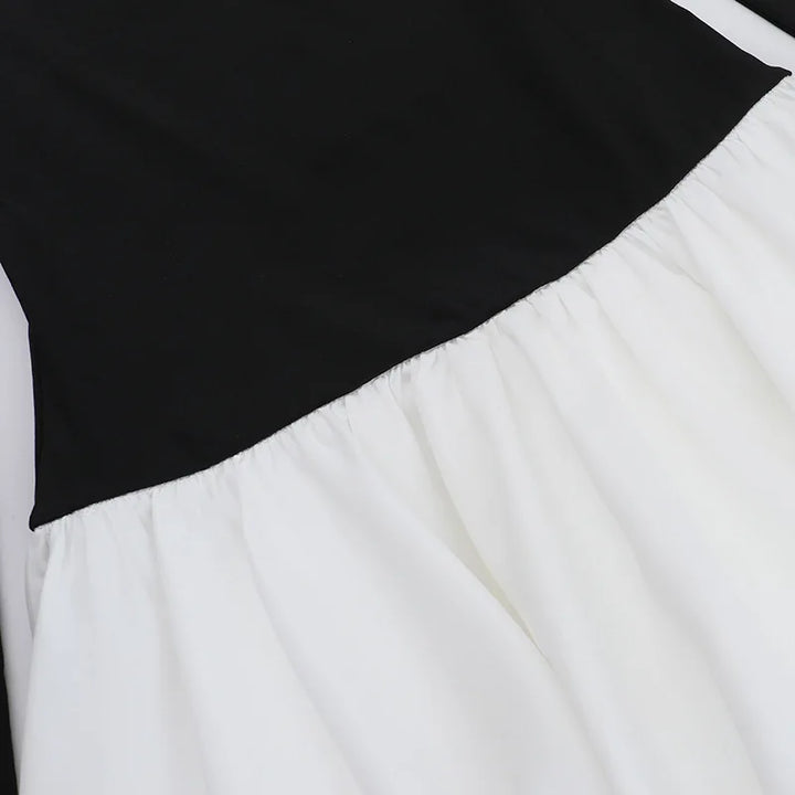 Monochrome off-shoulder balloon mini dress - Lis