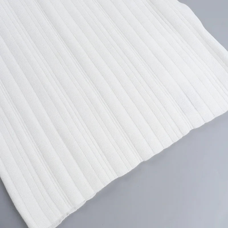 שמלת מקסי סרוגה כתפיים חשופות שרוולי פעמון - סאלין