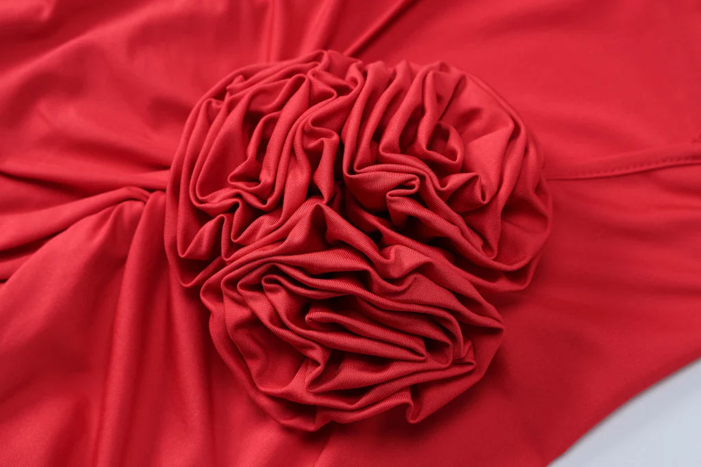 שמלת מקסי צמודה בעיטור אפליקציות פרחים גב פתוח - Mariana