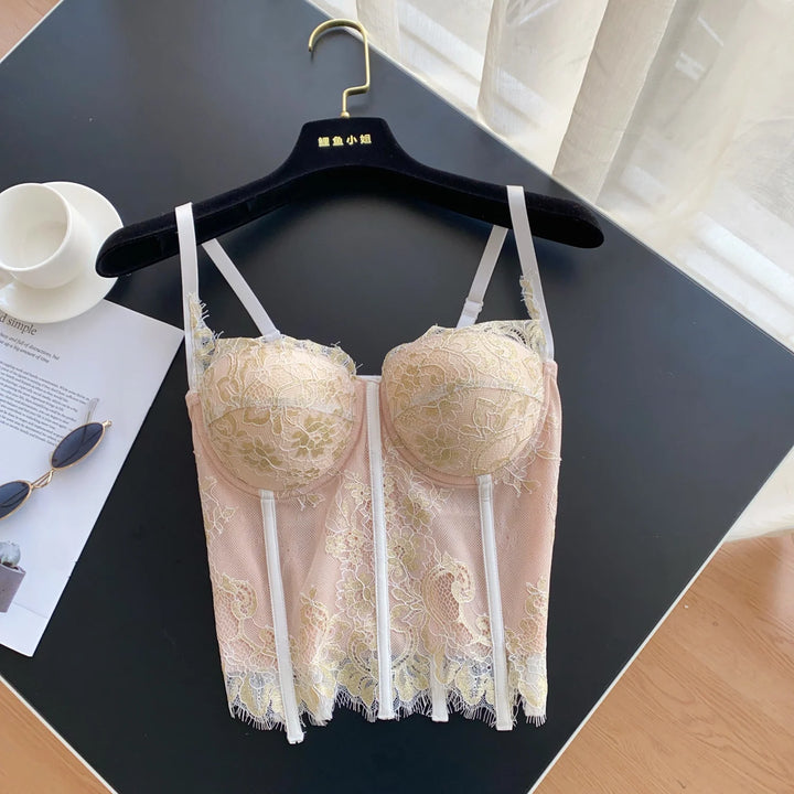 Lace corset with pin closure