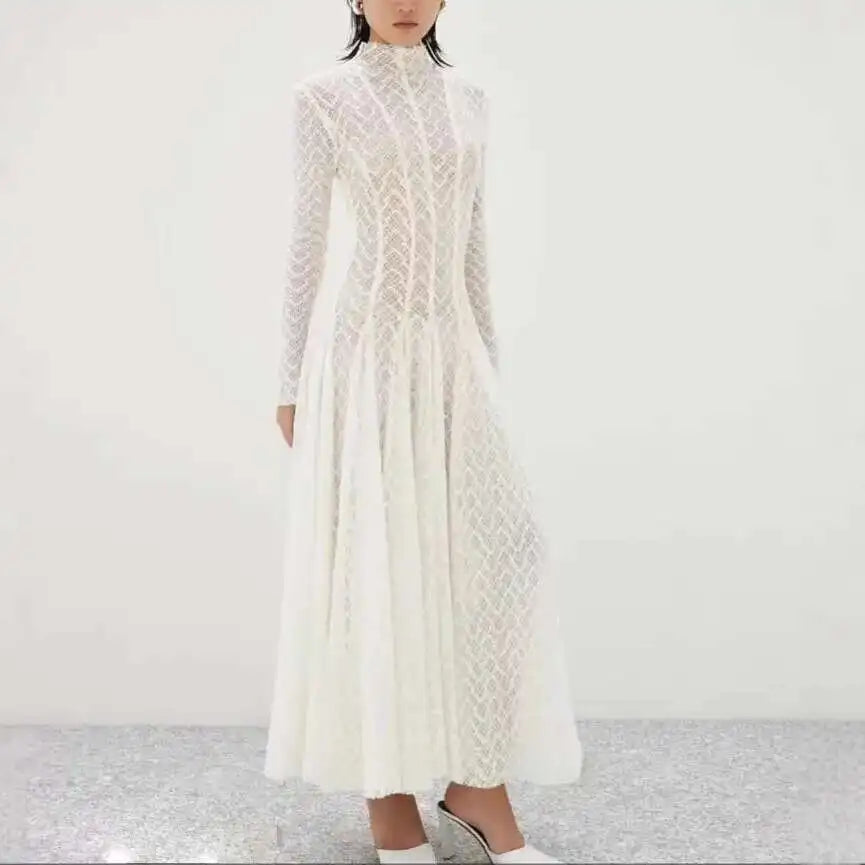 שמלת מקסי ערב יוקרתית בעיצוב ארוג בגזרת A - ליבי