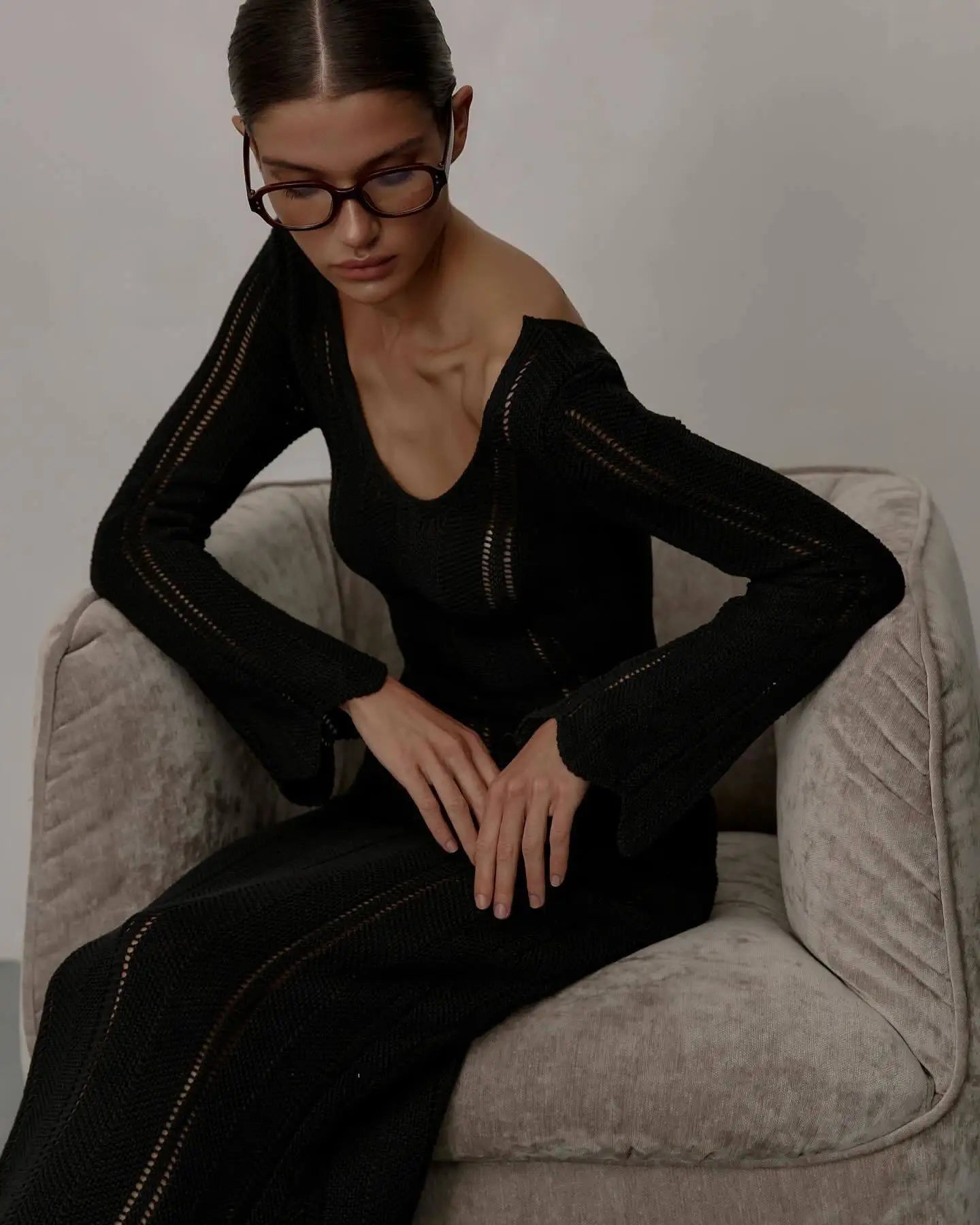 שמלת מקסי סרוגה גב פתוח - Sierra