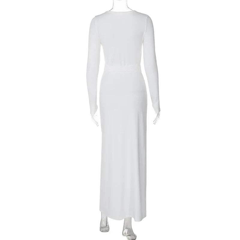 שמלת מקסי צנועה בעיצוב קשירה - מייפל