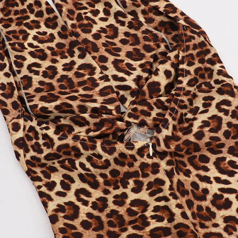 שמלת מקסי מנומרת קשירה בצוואר - RONA