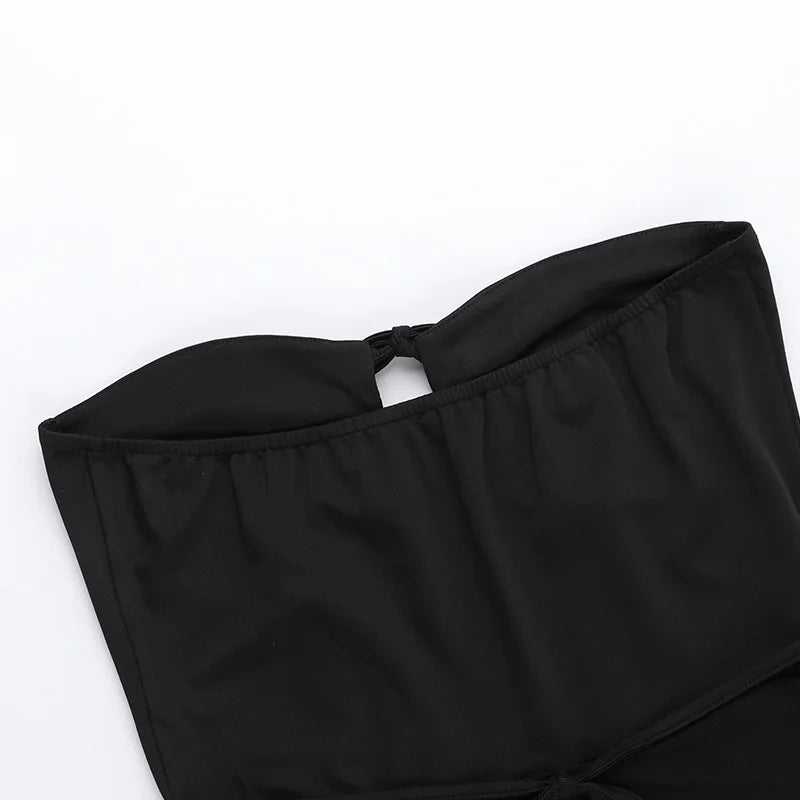 שמלת מיני סטרפלס בעיטור קשירה בחזה - Ainara