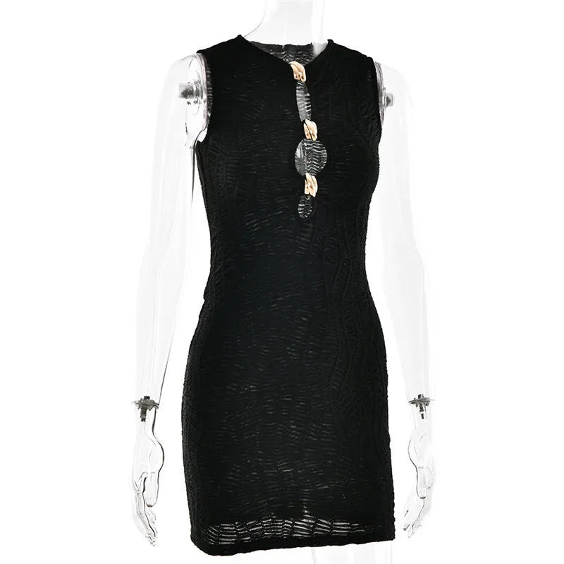 שמלת מיני רשת סרוגה בעיטור אבזמים - ריצ'י