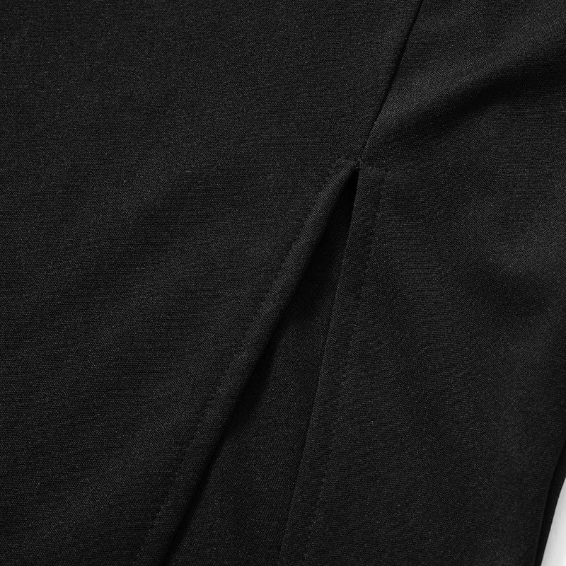 Asymmetrical maxi evening dress with deep slit and one sleeve - Eva