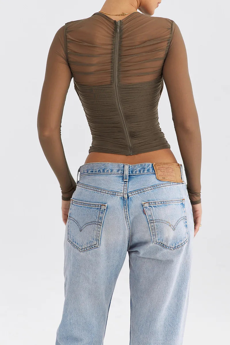 חולצת שיפון בעיצוב כיווצים - דורון