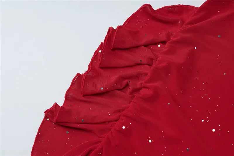 שמלת מיני נצנצים בעיצוב אסימטרי בעיטור מלמלה - קסם